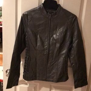 Tribal faux leather jacket.